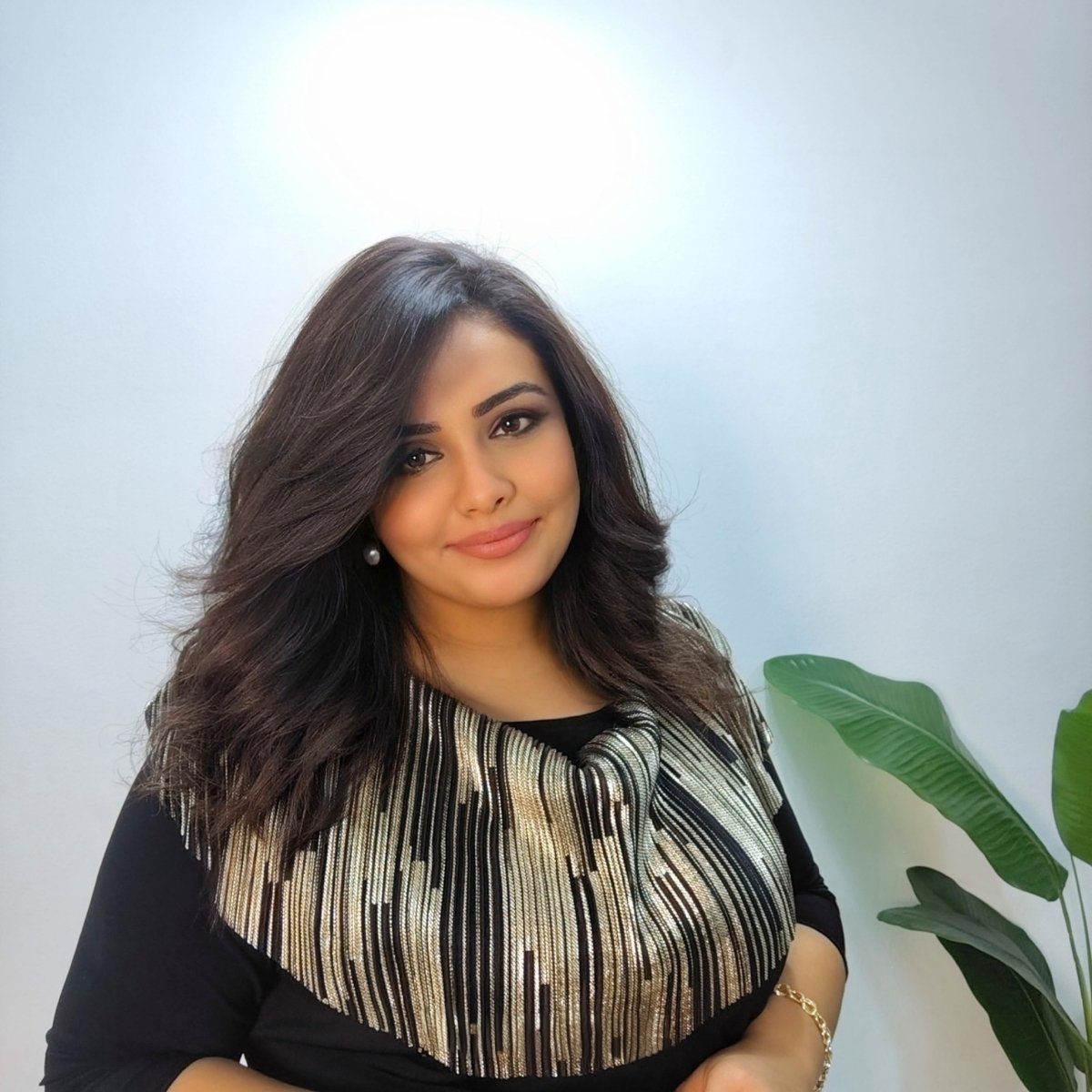 Black Jersey & Metallic Detail Blouse