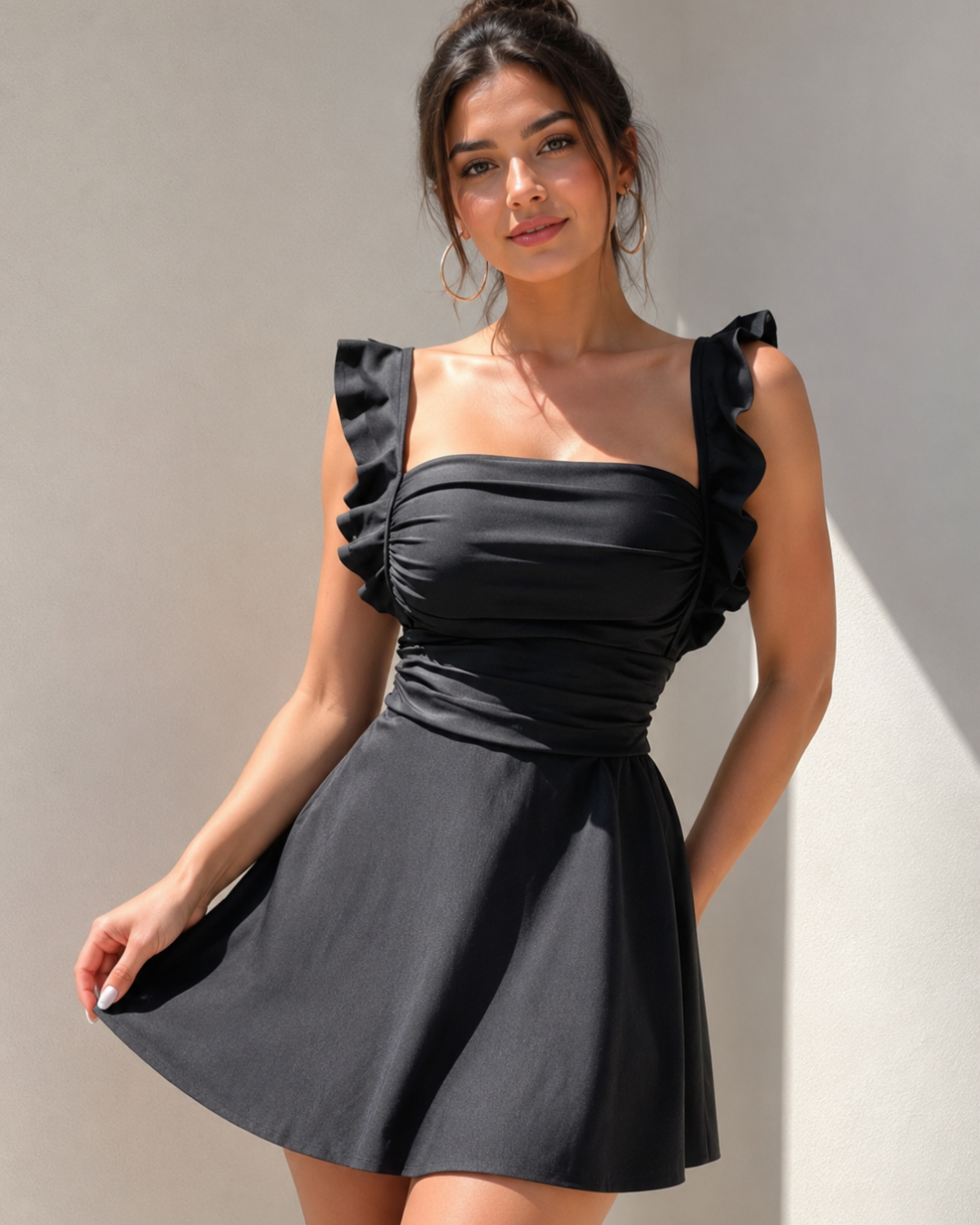 Black Ruffle Swim Dress
