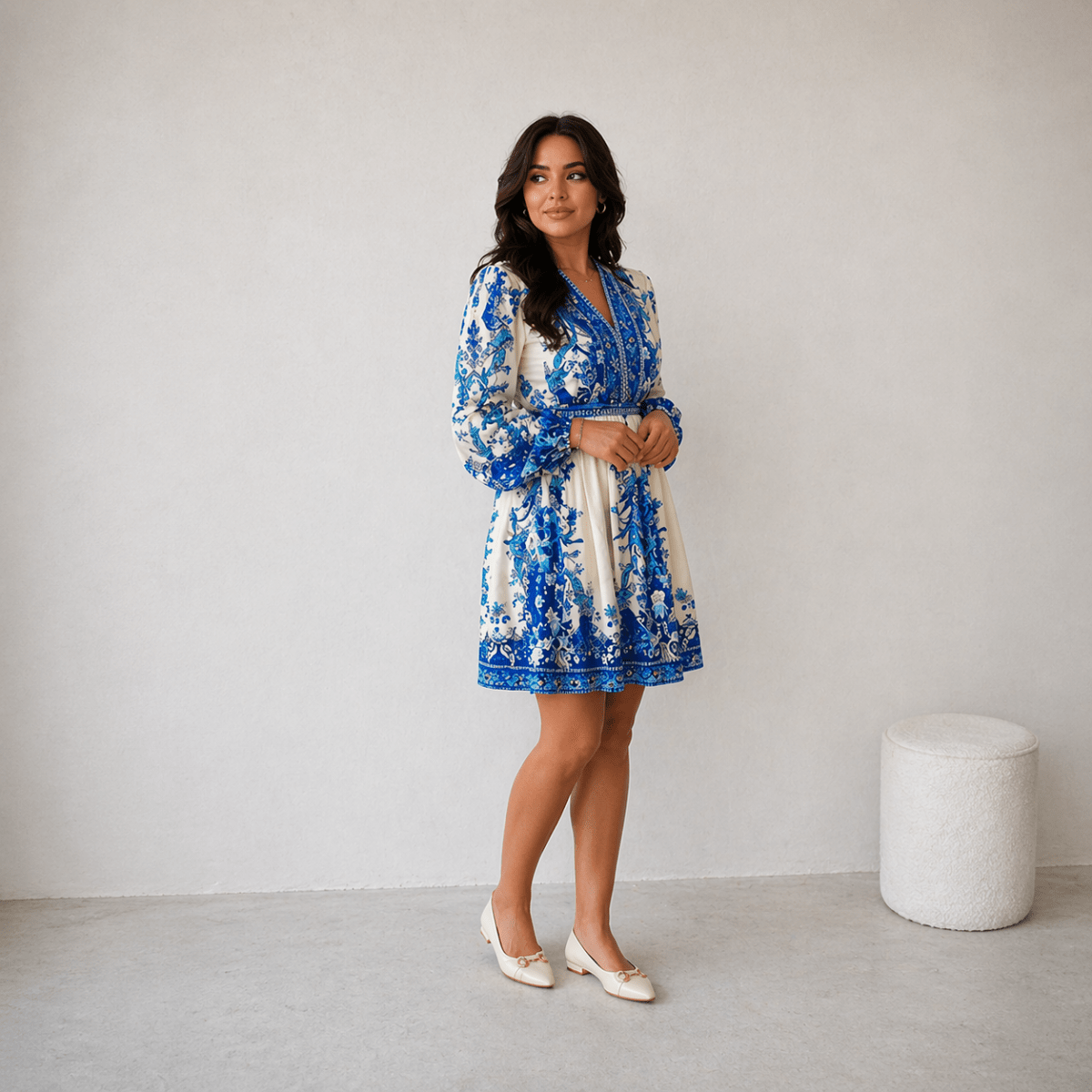 Blue Floral Mini Dress