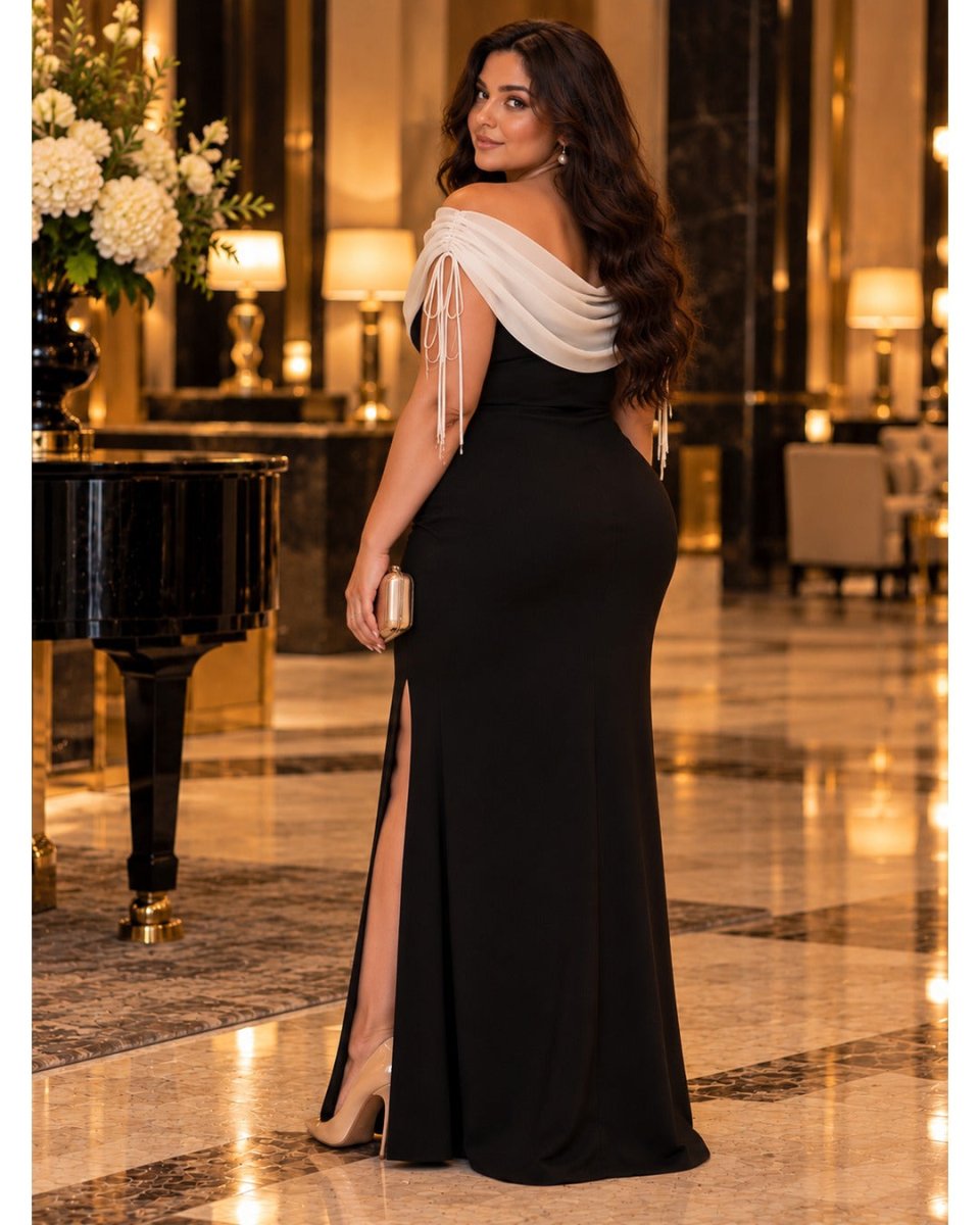 Élise Draped Maxi Dress - Black