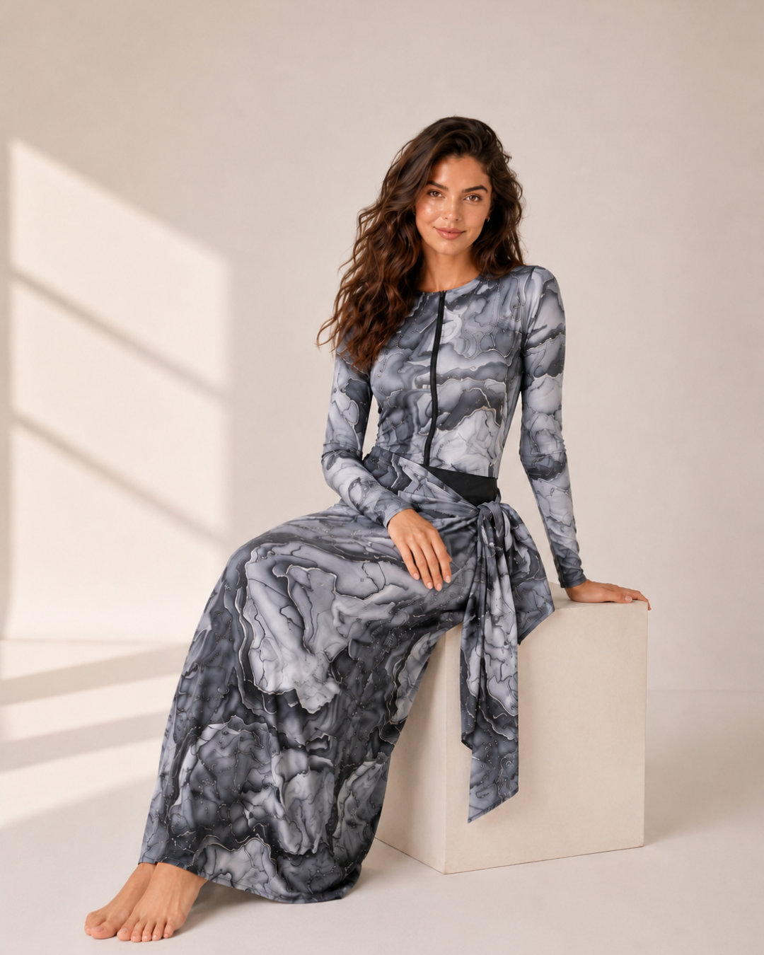 Gray Marble Modest Swim Dress – SHE Brand