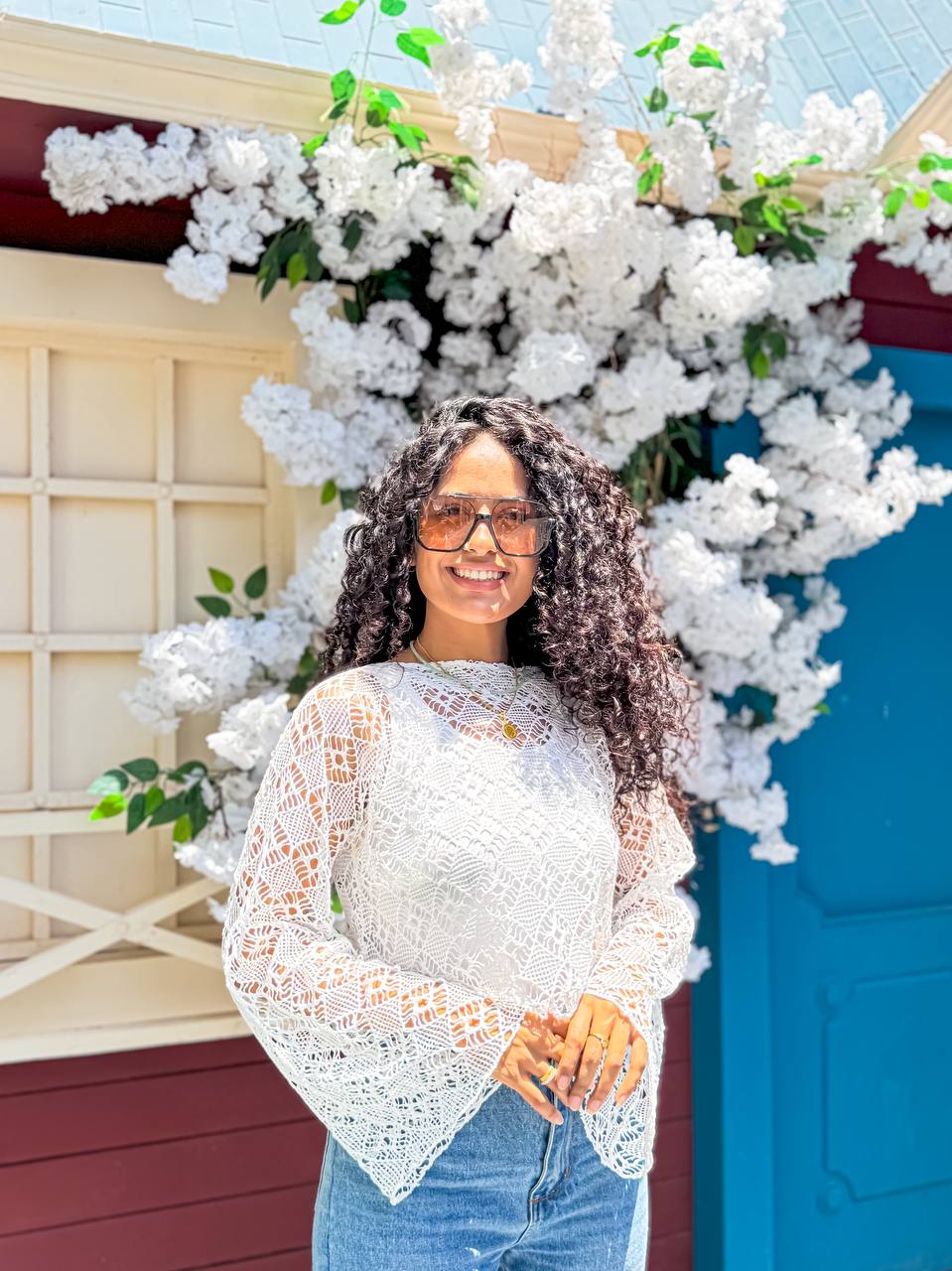Mesh Bell Sleeve Top, styled look
