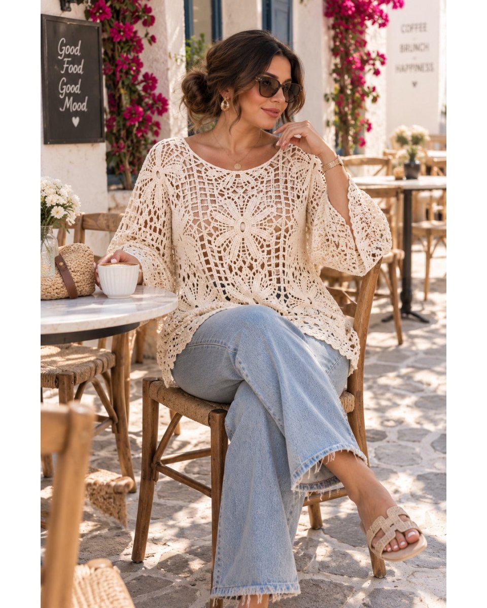 Ivory Bloom Crochet Top