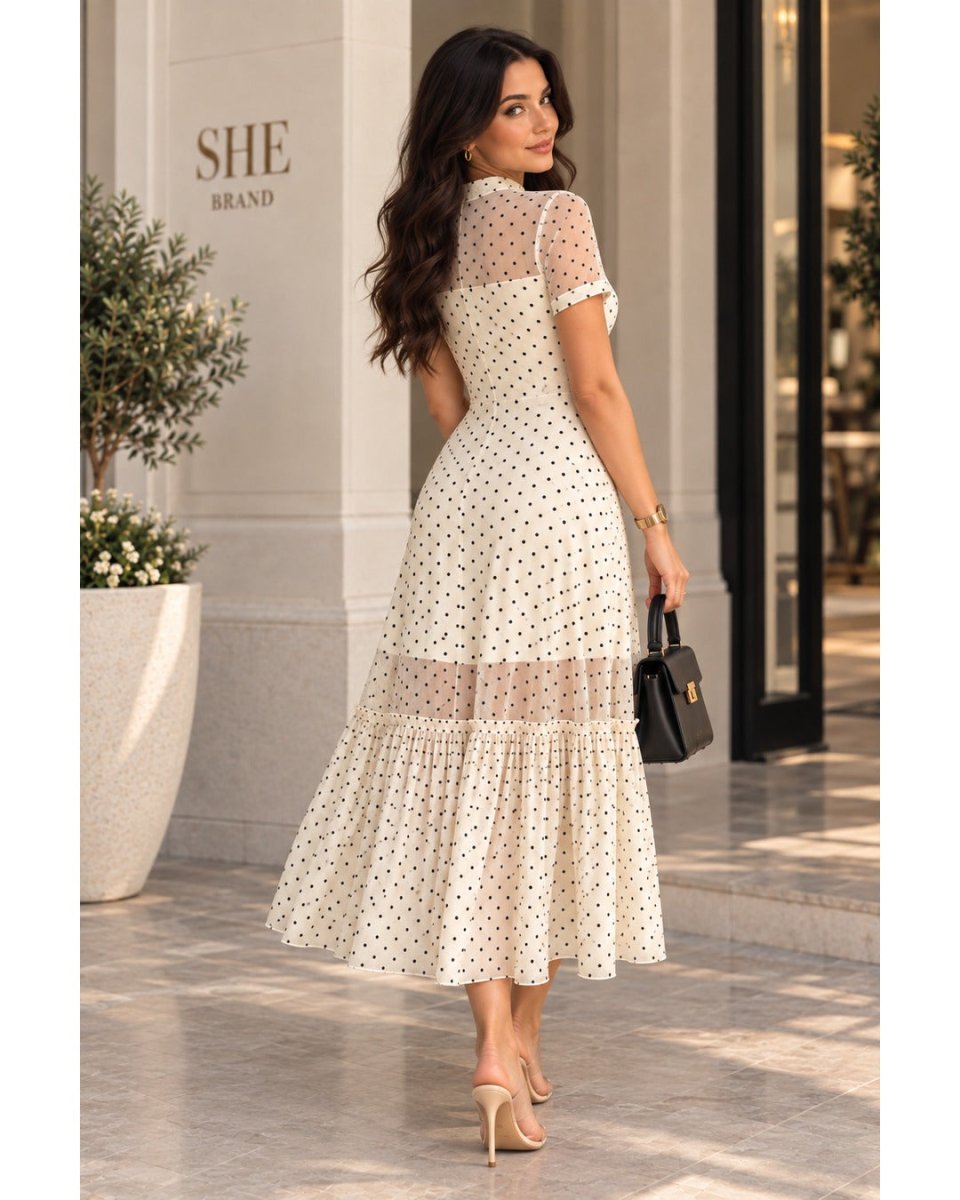 Ivory Dot Midi Dress