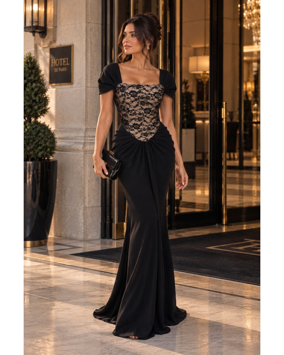 Noir Lace Corset Gown