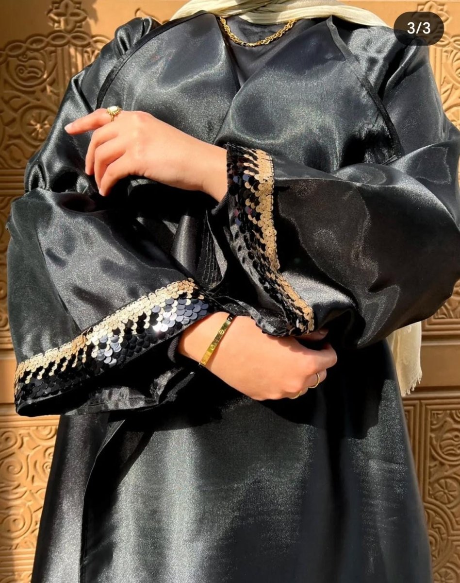 Elegant Black Organza Kaftan, side view