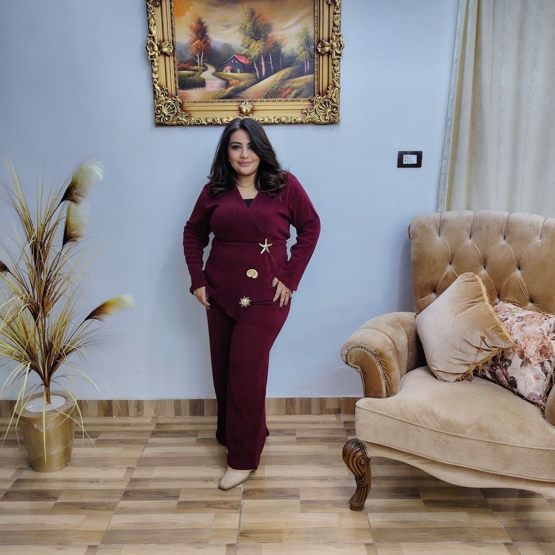 طقم مخمل لايكرا مضلع - راحة أنيقة