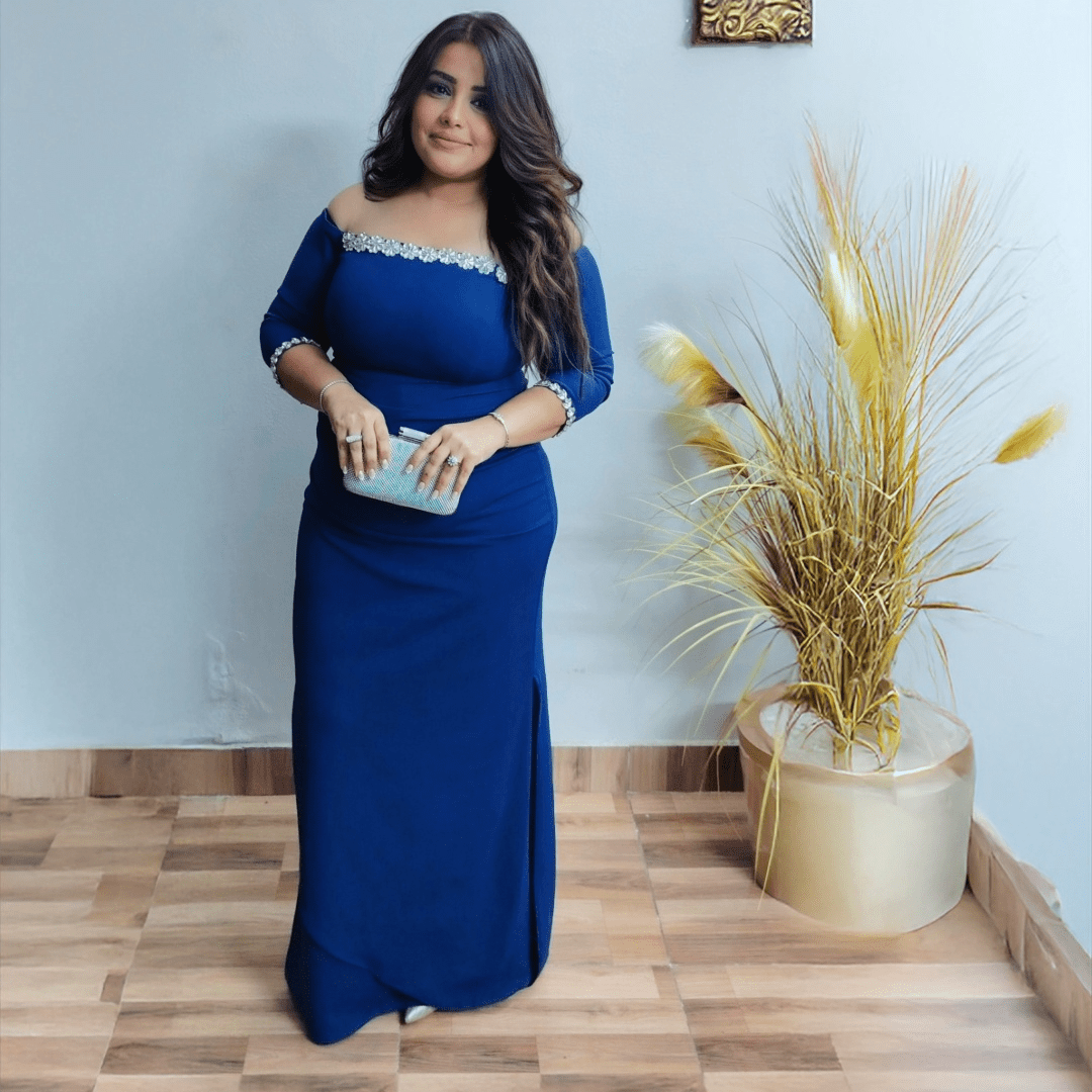Royal Blue Off-Shoulder Evening Dress