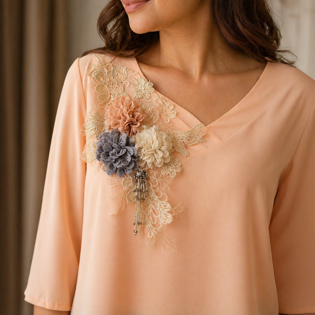 Women’s Elegant Floral Embroidery Top