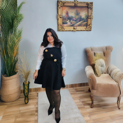 Black Top & Skirt  Set with Gold Assesories