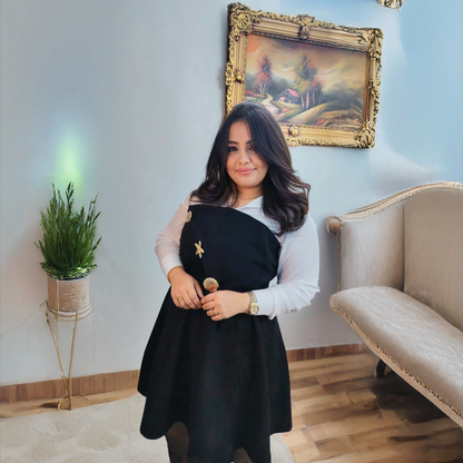 Black Top & Skirt  Set with Gold Assesories