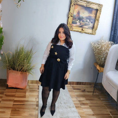 Black Top & Skirt  Set with Gold Assesories