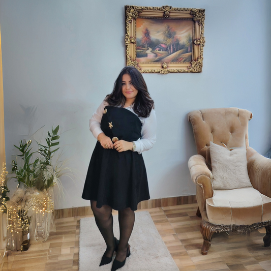 Black Top & Skirt  Set with Gold Assesories