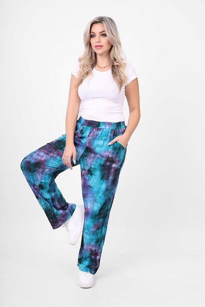 Wide-Leg Pants with Trendy Print