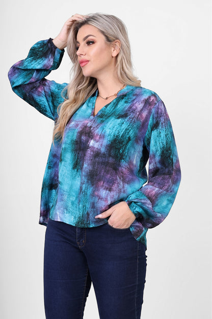 Trendy Printed V-Neck Blouse