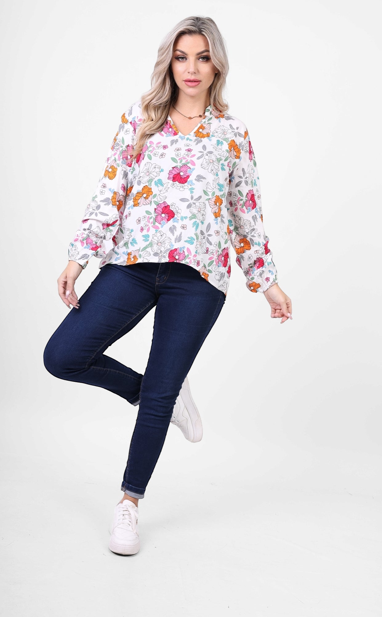 Floral Print V-Neck Blouse