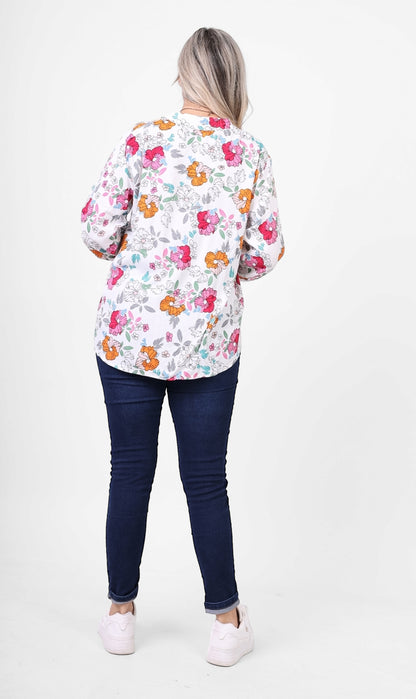 Floral Print V-Neck Blouse