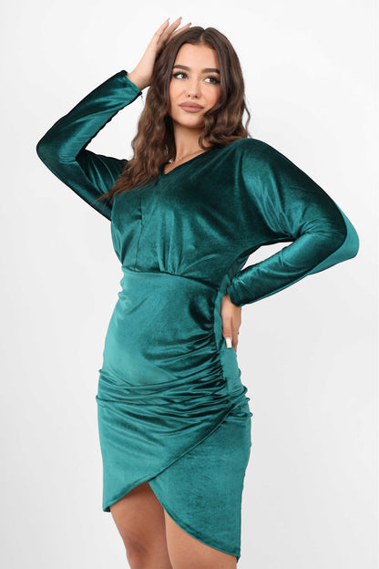 Ellegant Velvet Long Sleeves Dress