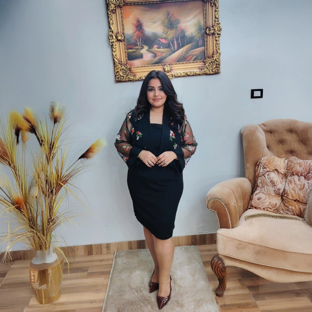 Black Dress with Embroidered Sheer Jacket