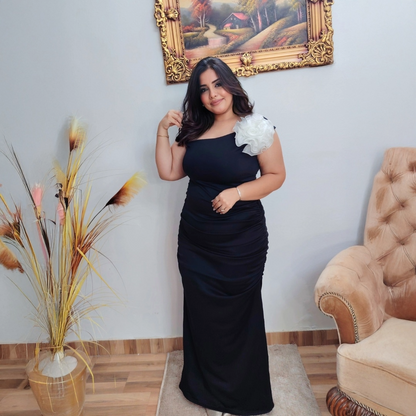 Evening Dress with White Floral