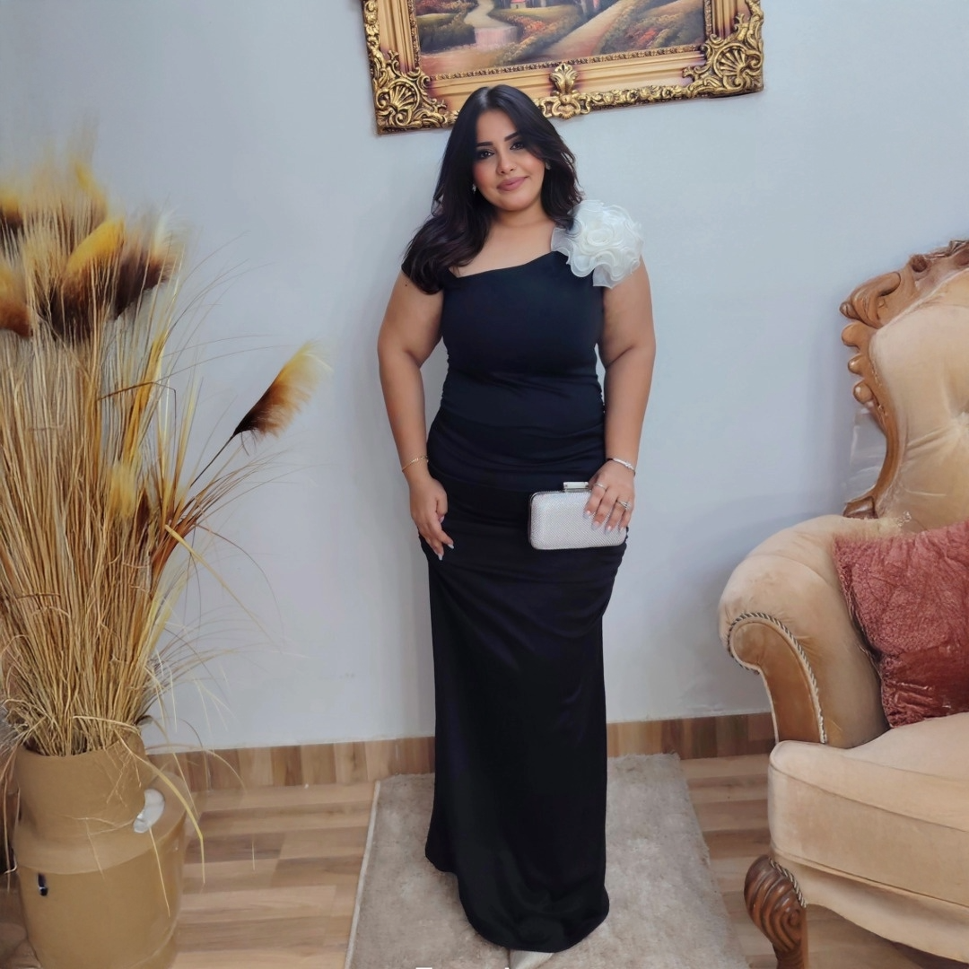 Evening Dress with White Floral