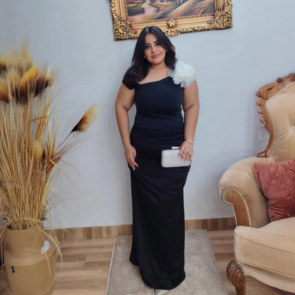 Evening Dress with White Floral