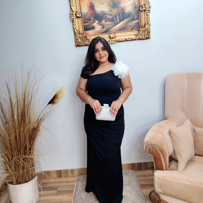 Evening Dress with White Floral