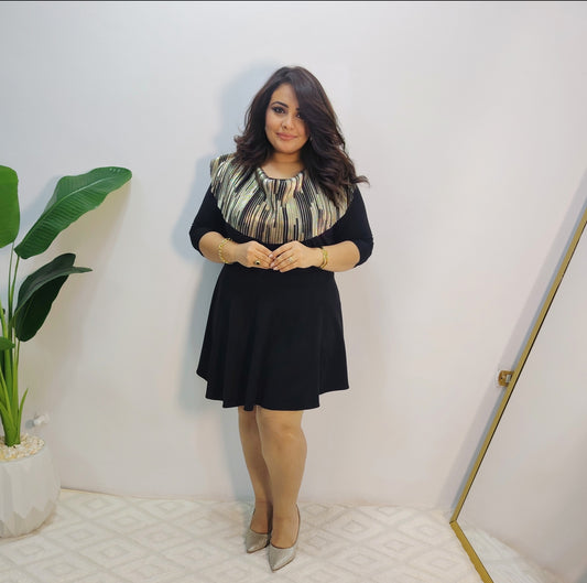 Black Jersey & Metallic Detail Blouse