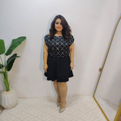 Black Rozaline Flared Skirt