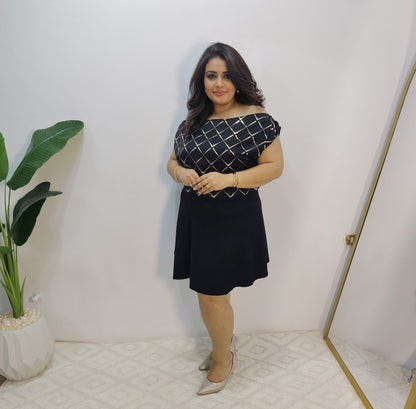 Black Satin Off-Shoulder Blouse