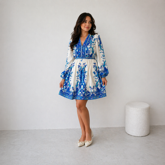Blue Floral Mini Dress