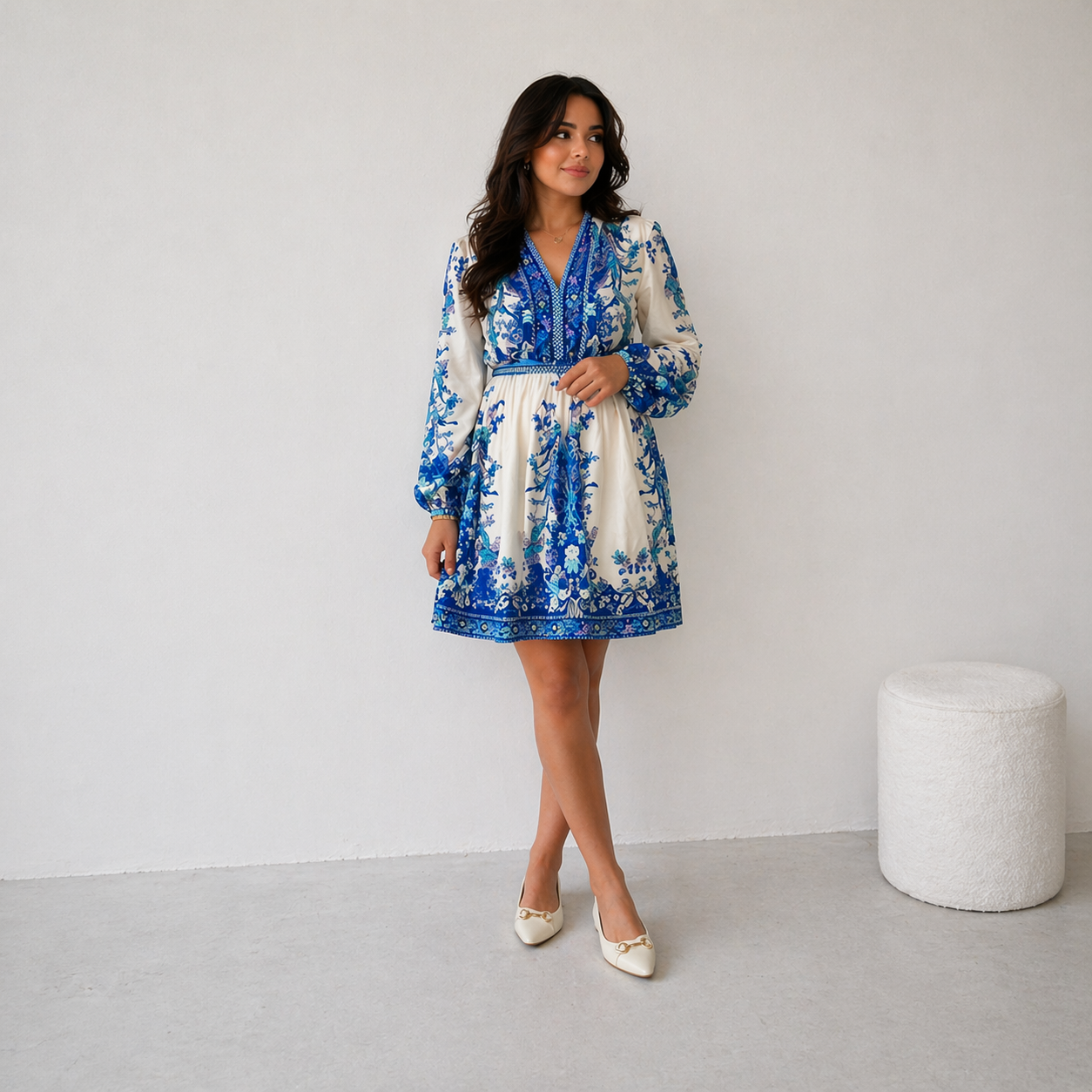 Blue Floral Mini Dress
