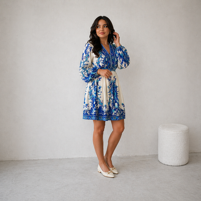 Blue Floral Mini Dress