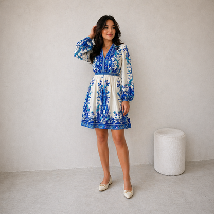 Blue Floral Mini Dress
