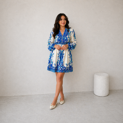 Blue Floral Mini Dress