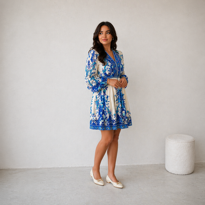 Blue Floral Mini Dress