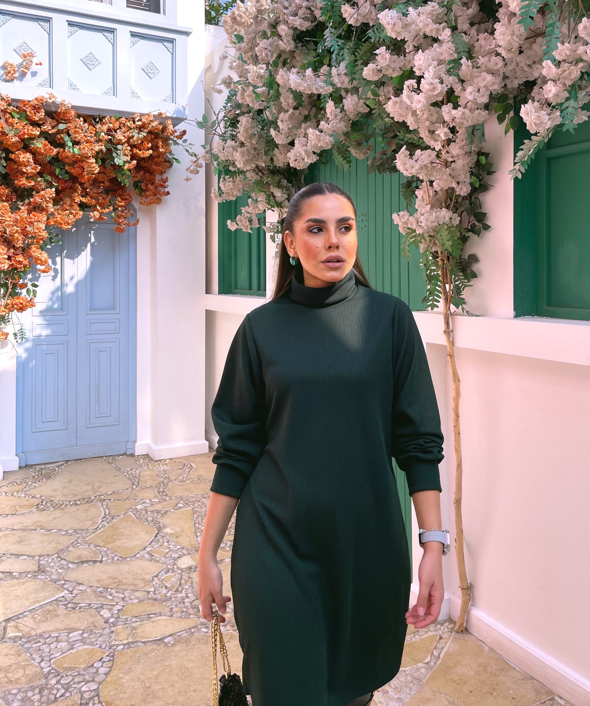Casual Long-Sleeve High Neck Dress – SHE Brand