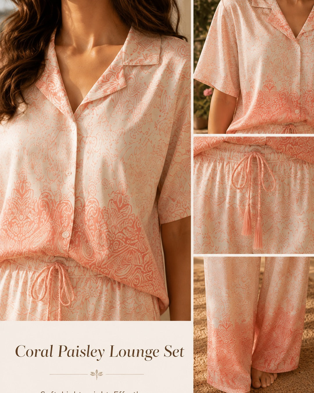 Coral Paisley Lounge Set