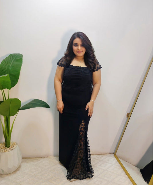 Elegant Lace Slit Evening Dress