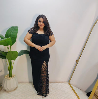 Elegant Lace Slit Evening Dress