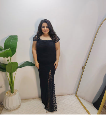 Elegant Lace Slit Evening Dress
