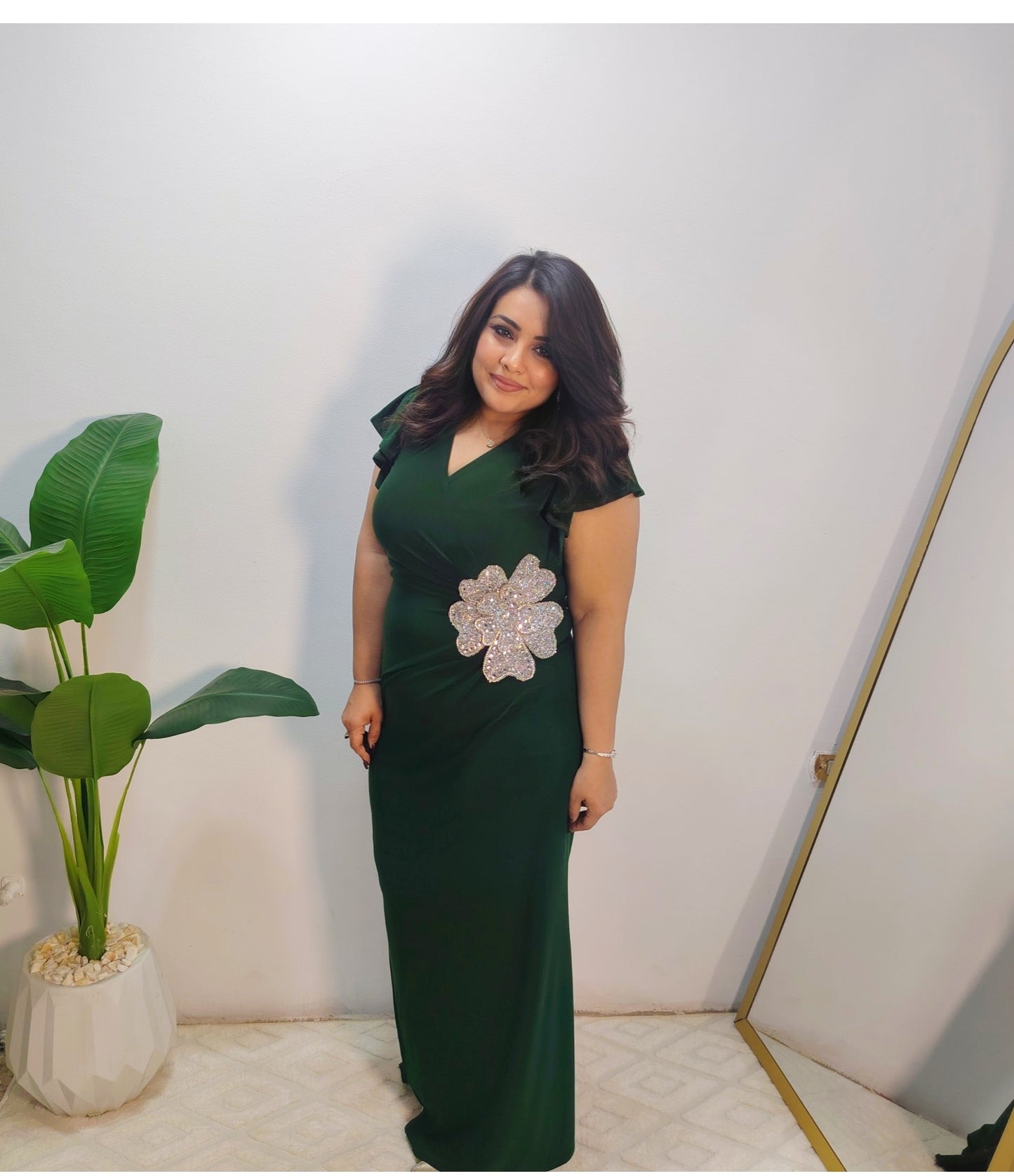 Elegant Wrap Maxi Dress with Statement Flower