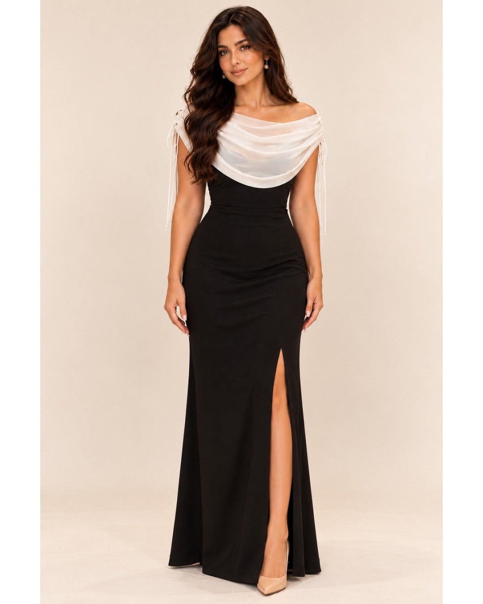 Élise Draped Maxi Dress - Black
