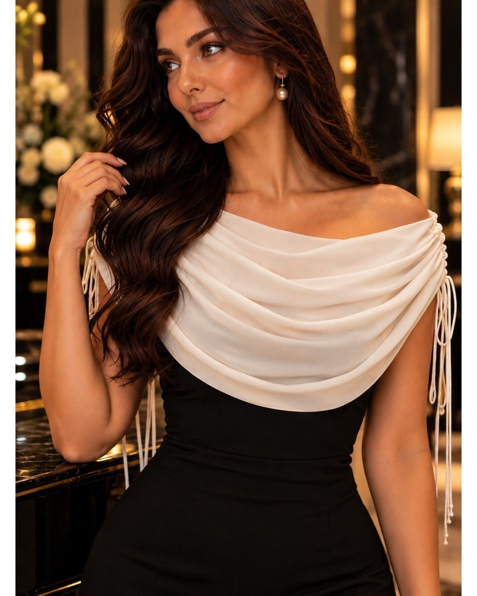 Élise Draped Maxi Dress - Black