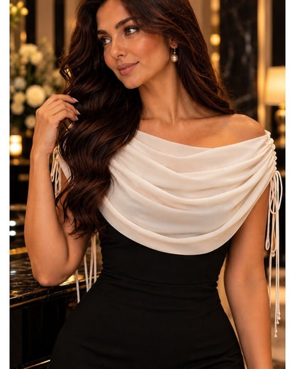 Élise Draped Maxi Dress - Black