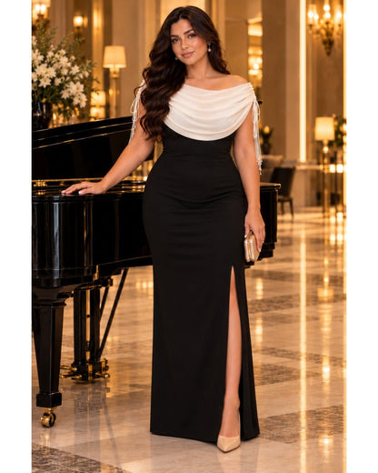 Élise Draped Maxi Dress - Black