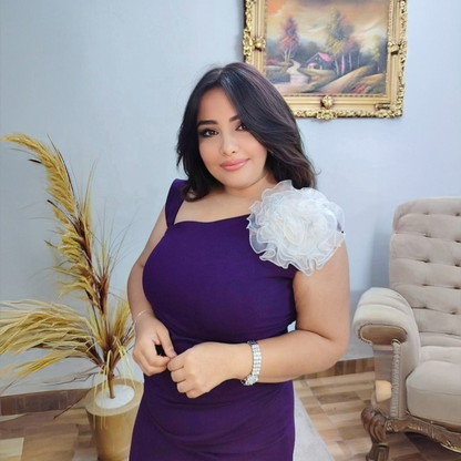 Evening Dress with White Floral