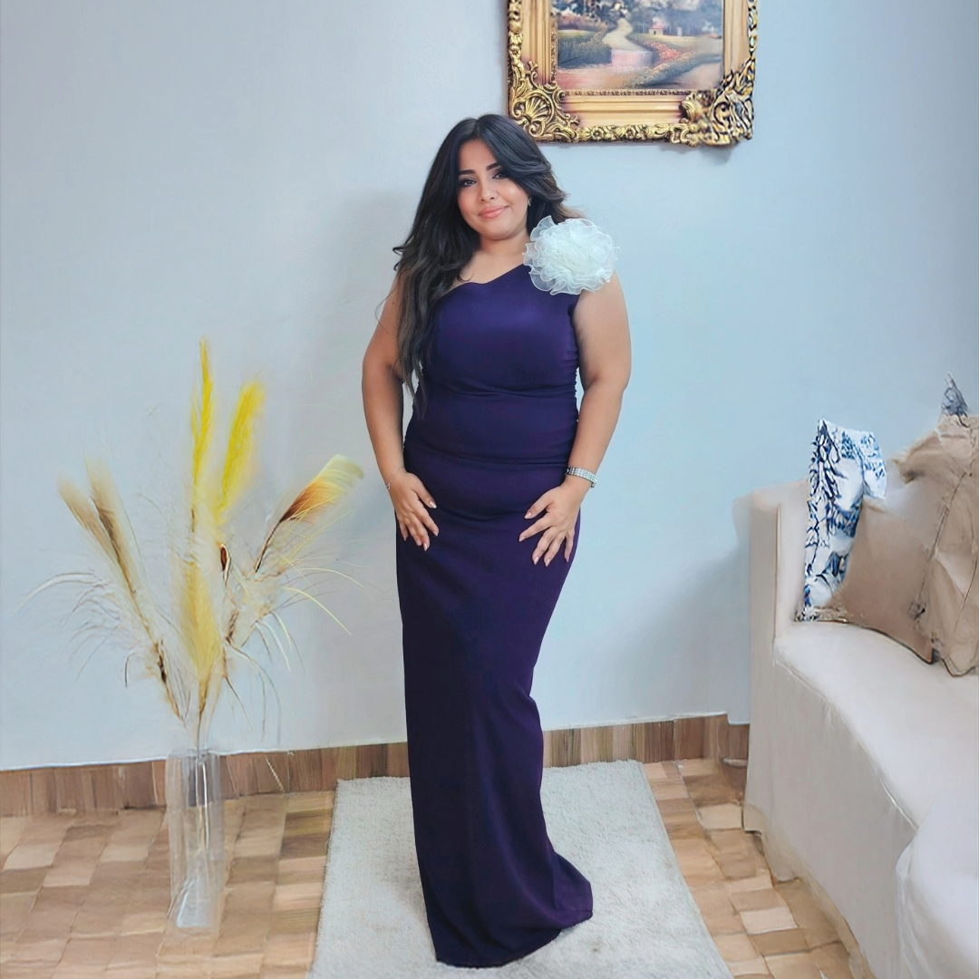 Evening Dress with White Floral