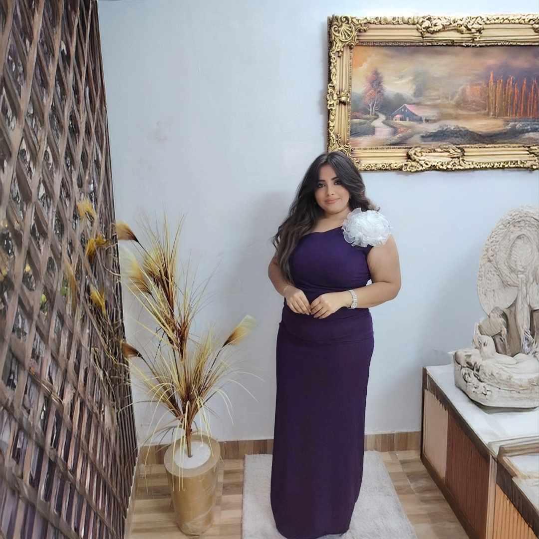 Evening Dress with White Floral