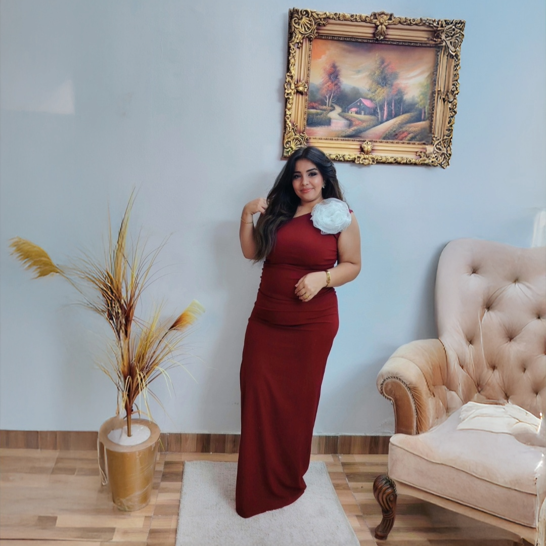 Evening Dress with White Floral